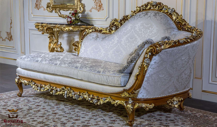 Luxury Diwan - Wood Carving Classic Italian Chaise Lounge - Hand Carved in India Brand Royalzig Luxury Furniture- Shop Online