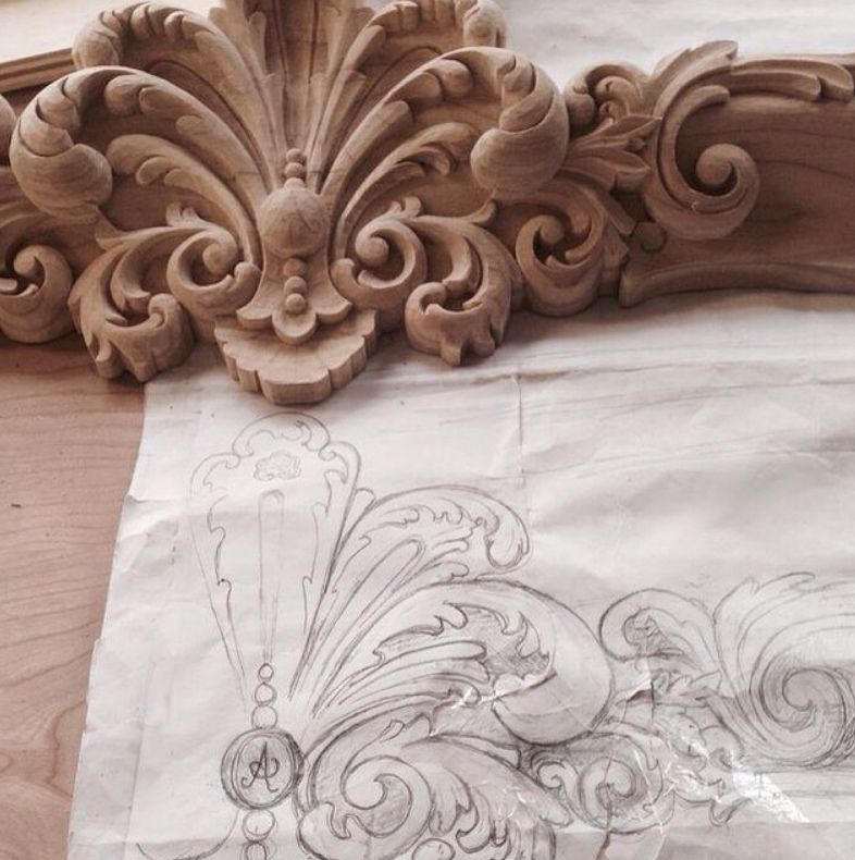 carved furniture applique hand made drawing
