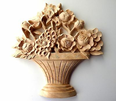carved wood flower basket