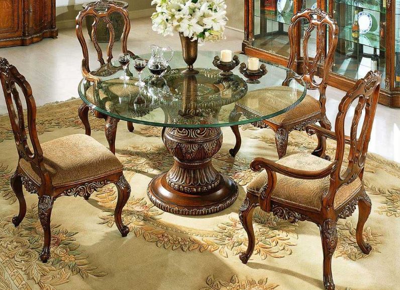 Antique style hand carved dining table